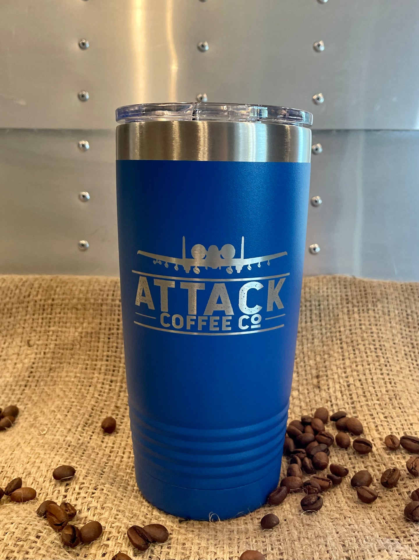 Attack Coffee 20oz Polar Camel with lid (Royal Blue)