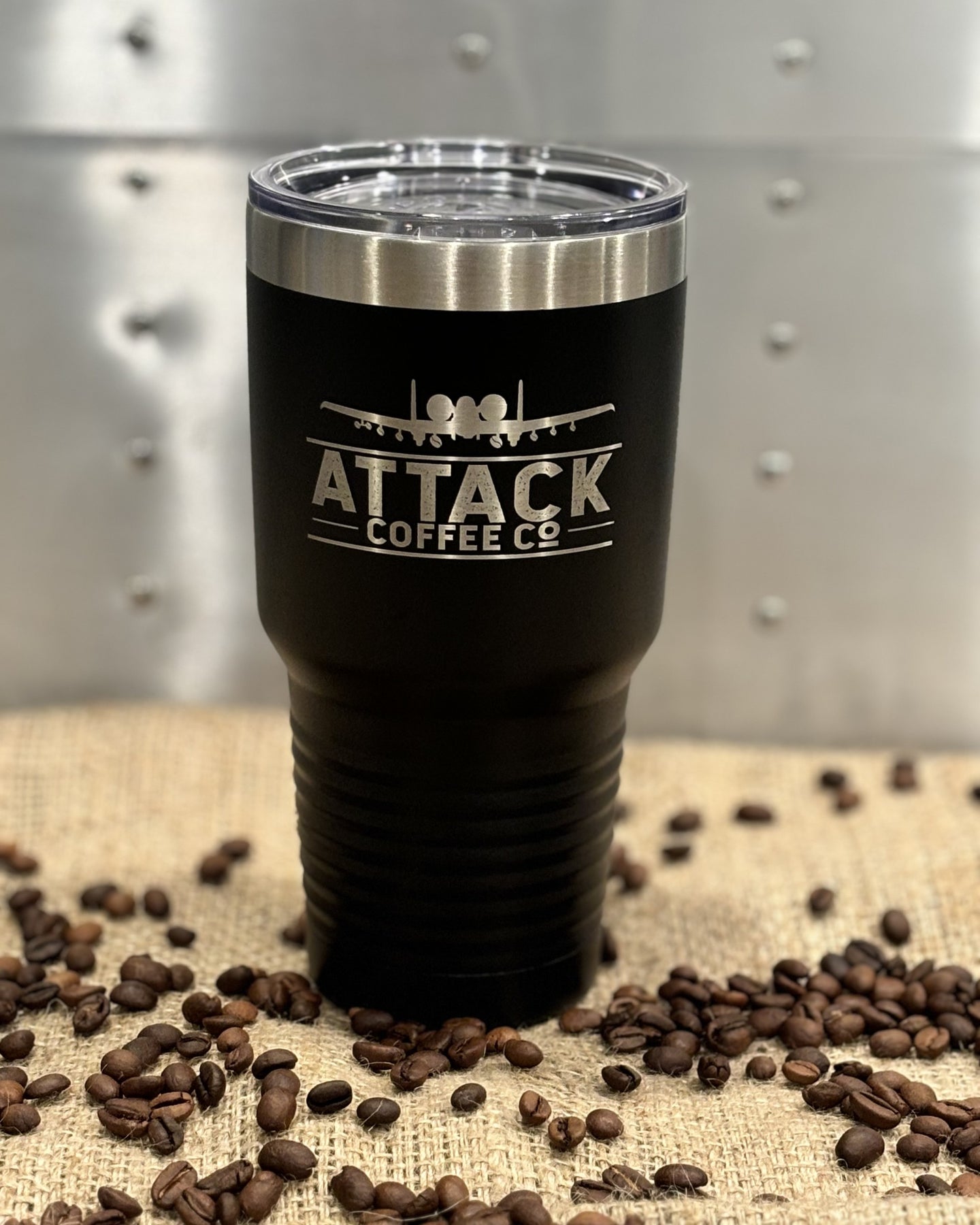 Attack Coffee 30oz Polar Camel with lid (black)